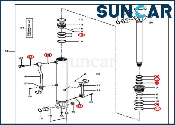 4464986 علبة غطاء أسطوانة الدلو للنموذج 75D، 85D، 75C، 80C جون دير