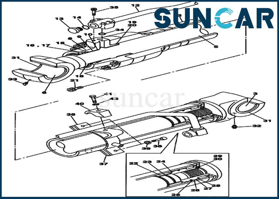 LZ009410 Boom Seal Kits طقم إصلاح الأسطوانة لحفارة CX135SR