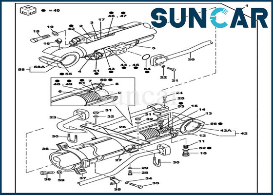 طقم إصلاح ختم أسطوانة الذراع LZ007320 CX350B CX350C CX330 CASE Sealing Kits