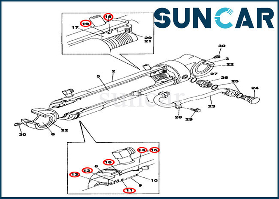 LZ00472 Case Offset Boom Repair Kit طقم خدمة أسطوانة متأرجحة للحفارة الزاحفة CX75SR