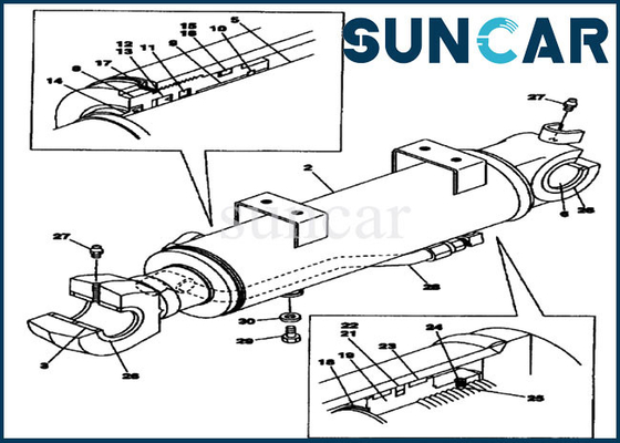 LQU0245 طقم تصليح الأسطوانة الهيدروليكية بليد الجرار LQU0245 يناسب موديلات الحفارات CASE CX130 CX130B