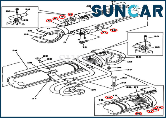 LZ008130 Boom Cylinder Seal Kit لقطع غيار المعدات الثقيلة CX240BLR CX250C