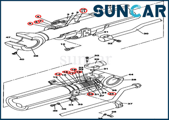 LZ008050 Arm / Dipper Repair Seal Kit أختام أسطوانة هيدروليكية تناسب علبة CX250C CX240B