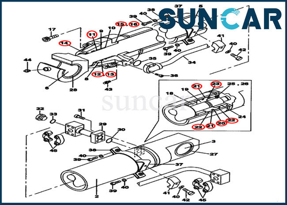LZ007720 CASE Repair Seal Kit نموذج CX800B دلو اسطوانة إعادة بناء عدة