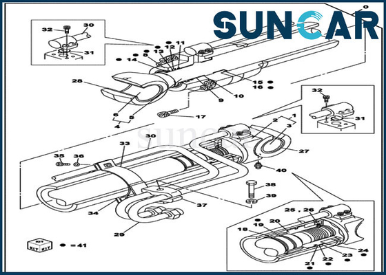 CX210C LC CX210D LC Case LZ010930 Boom Cylinder Repair Kit مجموعة الخدمة الهيدروليكية