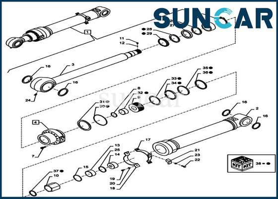 LZ013490 Arm Repair Seal Kits CX300D LC حفارات زحافة طقم خدمة اسطوانة