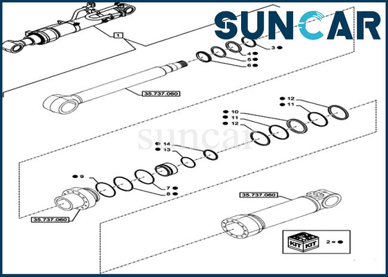 LZ014960 طقم إصلاح ختم الذراع طقم خدمة الأسطوانة يناسب حفارة CX750DRTC CASE