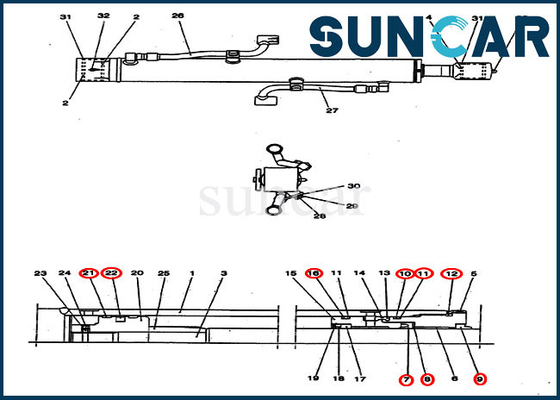 PV01V00039R300 Boom Cylinder Seal Kit حفارة CX25 CASE استبدال أجزاء