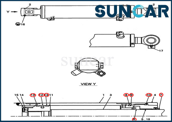 CX27B CX31B CX55BMSR Case PW01V00062R300 طقم استبدال أسطوانة التأرجح / الذراع / الجرافة
