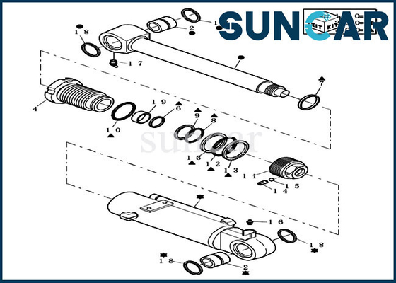 72280268 حفار زاحف صغير CX20B CASE Dozer / Swing Cylinder Replacement Seal Kit
