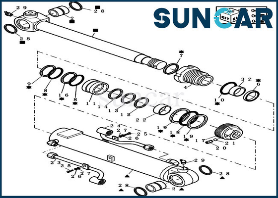 حفار مجنزر صغير CX27B 72280471 طقم استبدال أسطوانة ذراع / ذراع هيدروليكي