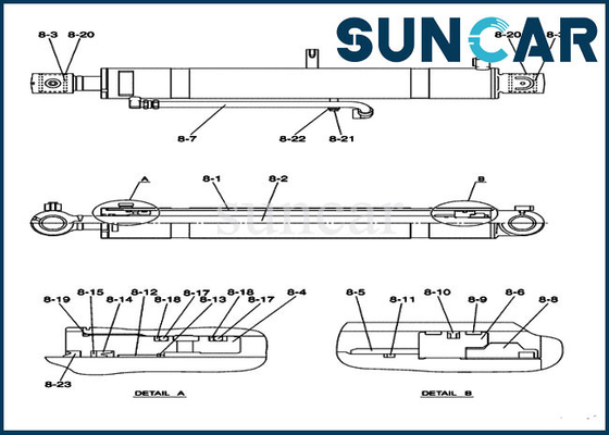 PY01V00043R400 طقم إصلاح ختم الأسطوانة الهيدروليكي CX50B Case Compact Excavator Boom Seal Kit