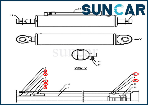 PH01V00006R100 مجموعة أدوات ختم أسطوانة الزاوية طقم خدمة الجرار يناسب طرازات حالة CX55BMSR CX55B