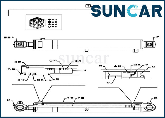 CX55B Case Boom CYL Seal Kit PS01V00001R300 مجموعات أسطوانات هيدروليكية حفارة مجنزرة صغيرة