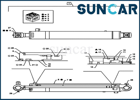 PS01V00002R400 ذراع اسطوانة المكبس رود ختم كيت يناسب CASE حفارات الزاحف نموذج CX55B