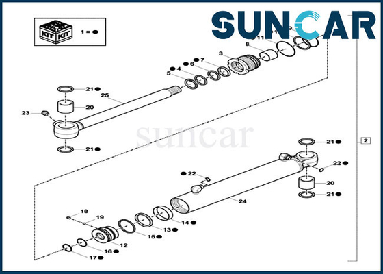 XKCC-00529 XKCC00529 Boom Swing Cylinder Repair Seal Kit CX18C طقم ختم حالة