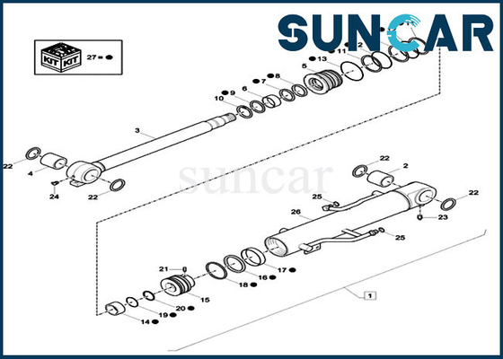 XKCD-01373 Boom CYL Seal Kit XKCD01373 طقم إصلاح الختم يناسب نموذج CX26C Case حفارة مجنزرة صغيرة