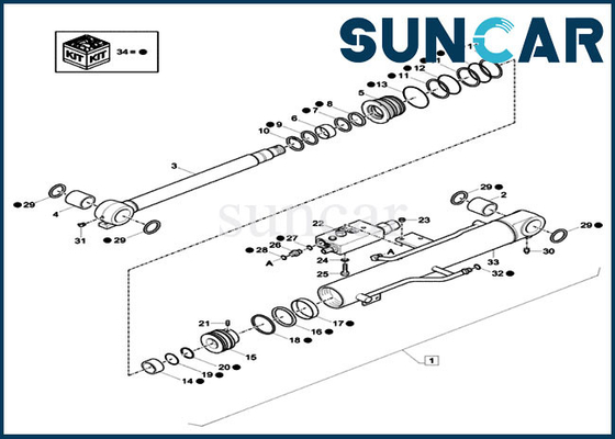 XKCD-03431 XKCD03431 Boom Sealing Kit لـ CASE CX26C طقم خدمة أسطوانة هيدروليكية لصمام الأمان