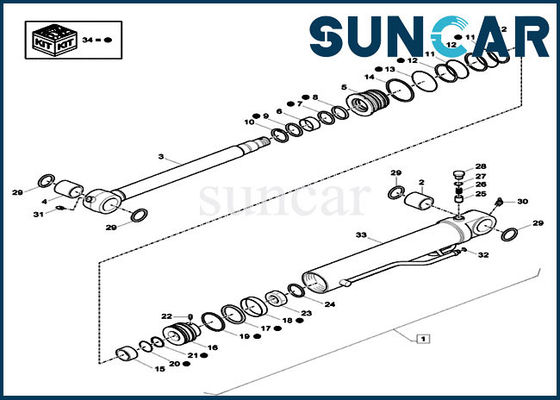 XKCD-02688 XKCD02688 Dipper Cylinder Seal Kit لقطع غيار البناء CX26C
