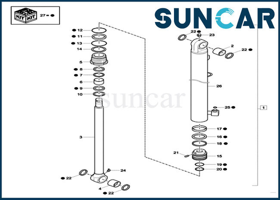 CX26C Case Bucket Seal Kit XKCD-03350 حفارات زحافة اسطوانة ختم مجموعة إصلاح XKCD03350