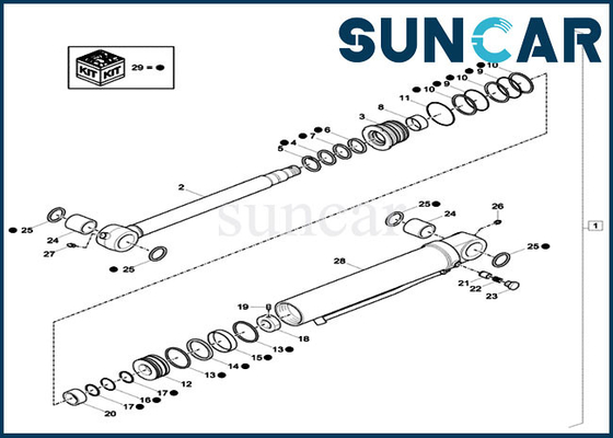 XKCC-01438 XKCC01438 Dipper Cylinder Seal Kit Case CX33C CX37C OEM مجموعة الخدمة الهيدروليكية