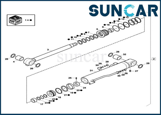 XKCD-03076 XKCD03076 Boom Cylinder Seal Kit CX60C CX57C حفارة هيدروليكية الختم كيت