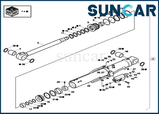 XKCD-03336 حفارة بوم سدادة كيت XKCD03336 CASE CX60C CX57C طقم خدمة استبدال الأسطوانة