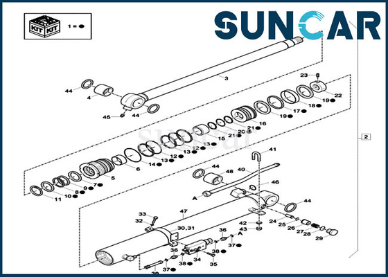 XKCD-03438 XKCD03438 Dipper Seal Repair Kit حفارة حالة CX60C CX57C مجموعات اسطوانة بديلة