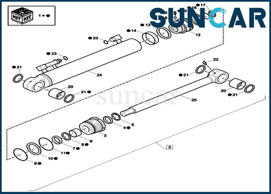 XKCC-00339 XKCC00339 Boom Swing Cylinder Seal Kit يناسب نموذج حفارة الزاحف الصغير CX57C