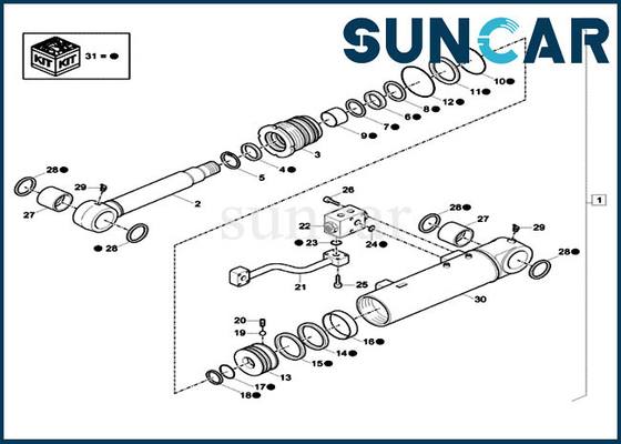 طقم ختم صمام الأمان XKCC-00327 XKCC00327 طقم خدمة أسطوانة شفرة الجرار لحفارة CX57C CX60C