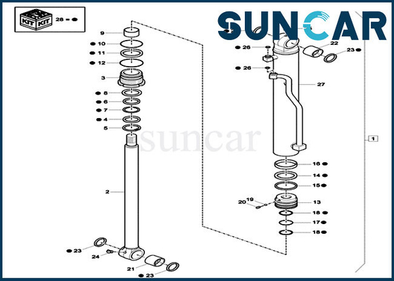 XKCC-01002 XKCC01002 Boom Swing Oil Seal Kit CX60C حفارة استبدال الاسطوانة كيت