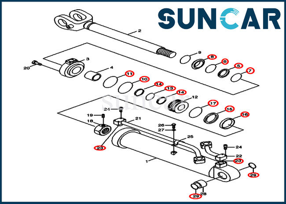 Case 31Y2-03180 31Y203180 Boom Cylinder Seal Repair Kit لأجزاء اللودر بعجلات 1221E