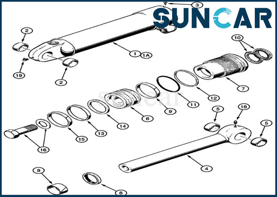 1542875C1 Ripper Seal Kit استبدال طقم خدمة الأسطوانة يناسب المعدات الثقيلة CASE 621B 721B 850K