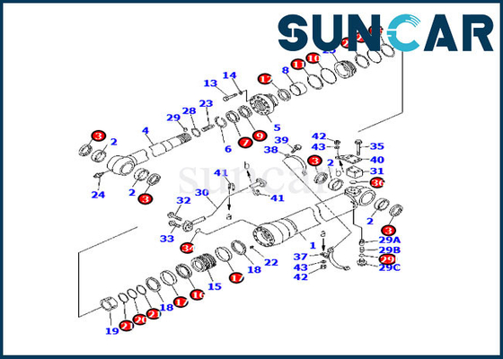 الإصدار الدولي 707-99-58070 طقم خدمة أسطوانة الذراع لحفارة كوماتسو PC220-7 PC220-7