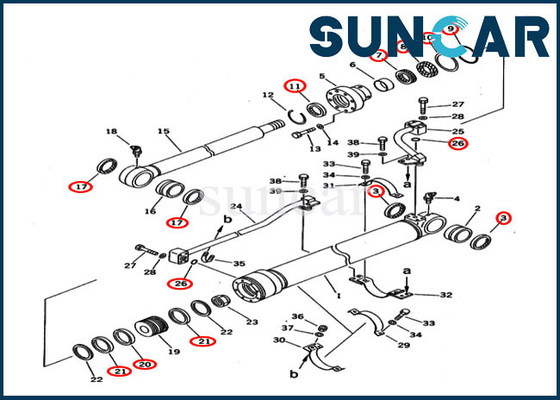 707-98-36210 طقم ختم أسطوانة دلو PC120-5C PC200-5C مواصفات مخصصة Komatsu Service Kit