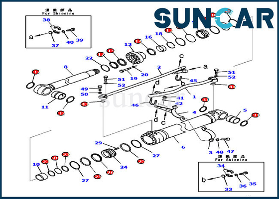 طقم خدمة مجموعة الختم 721-98-00660 أسطوانة هيدروليكية بوم لكوماتسو PC200LC-8M0 PC210-10M0