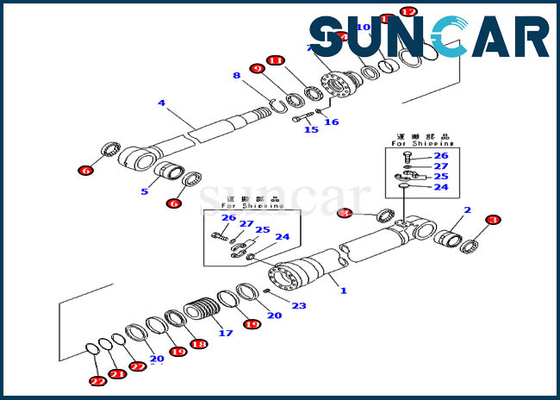 مجموعة الخدمة 707-99-68730 Boom Adjust Cylinder Seal Kit يناسب أجزاء نموذج كوماتسو PC228USLC-8 PC210LC-7K