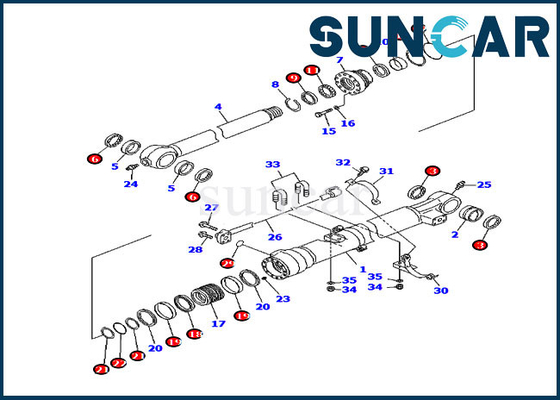 707-99-47570 طقم ختم دلو PC200-7 PC200LC-7 نماذج Komatsu Cylinder Repair Seal Kit
