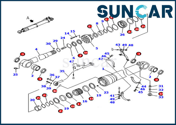 مجموعة أدوات ختم الذراع 707-99-50500 لحفارة كوماتسو PC200-8 PC210LC-8K أسطوانة هيدروليكية