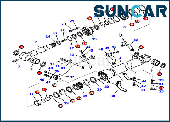 PC238USLC-11 PC210LC-10 حفارة 707-99-50520 Komatsu Arm Cylinder Service Kit استبدال عدة