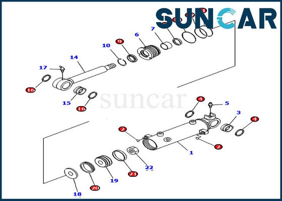 707-98-13890 Komatsu PC2000-8 PC20MR-2 Blade Lift Service Kit حفارة أطقم أسطوانة هيدروليكية