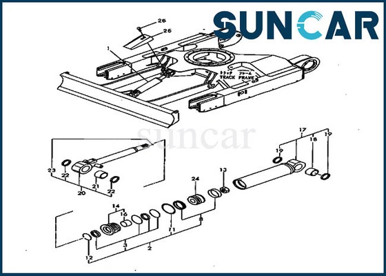 PC20FR-2 كوماتسو YM172168-72010 بليد ختم عدة أسطوانة هيدروليكية تناسب الحفار الجزء الداخلي والغطاء