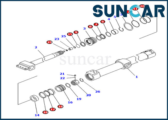 مجموعة الختم KB3011A-00222 طقم إصلاح أسطوانة الشرائح لكوماتسو PC200SC-7-M1 PC200SC-6 Telesco Arm