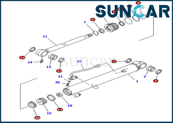 707-98-13850 طقم ختم دلو أسطوانة هيدروليكية تناسب حفارة كوماتسو PC20MR-1 PC28UU-3