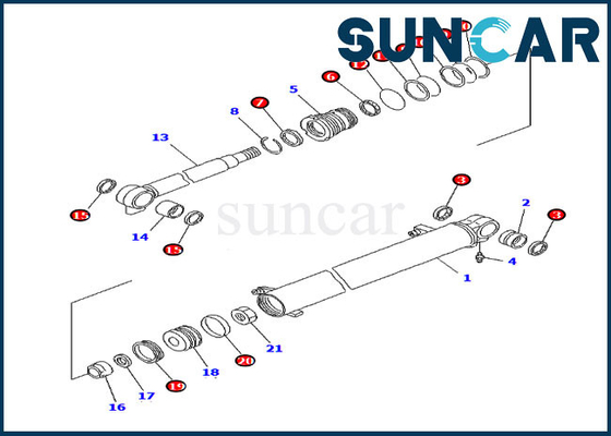 Komatsu Inner Parts 707-98-14760 Boom Seal Kit نماذج PC20MR-1 PC20MRX-1 طقم إصلاح الأسطوانة