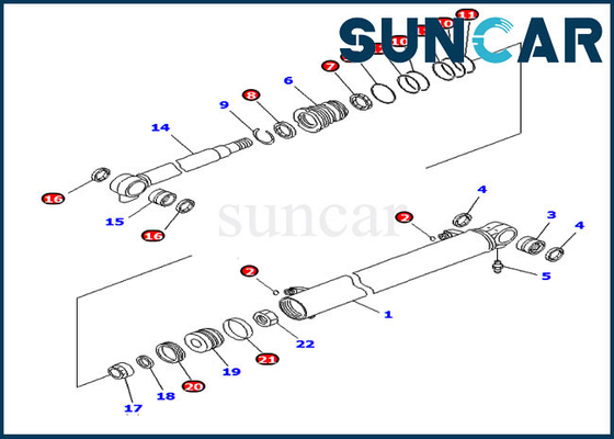 طقم ختم حفارة 707-98-14780 PC20MR-2 PC26MR-3 Komatsu Boom Service Kit أسطوانة هيدروليكية 7079814780