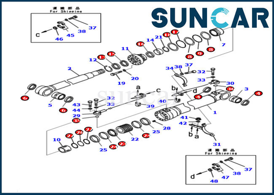 PC210LC-11 HB215LC-3 721-98-00860 Komatsu Boom Cylinder Service Kit طقم ختم حفارة