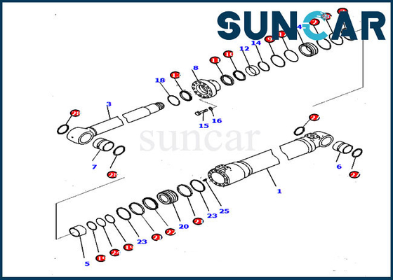 707-99-47070 Boom Cylinder Service Kit يناسب أجزاء إصلاح حفارة كوماتسو HB215LC-2 PC210LCI-10