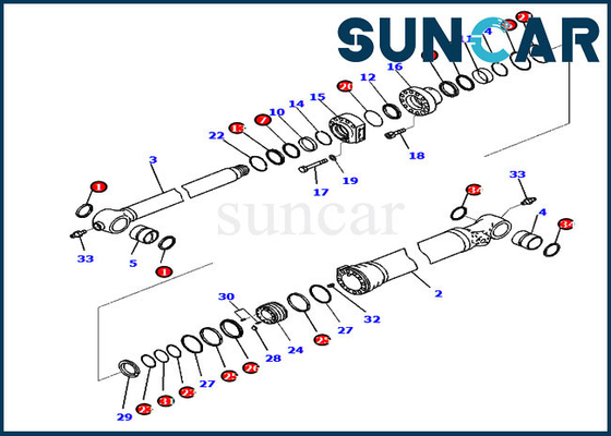 طقم ختم أسطوانة كوماتسو 721-98-00180 طقم ختم أسطوانة دلو يناسب حفارة PC210LCI-10 PC210LCI-11