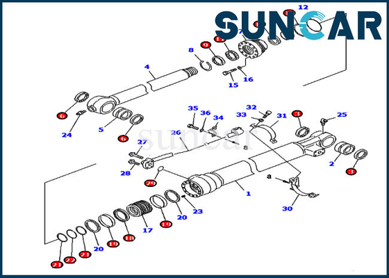 طقم خدمة دلو المقاومة للتآكل 707-99-58320 PC220-6 PC220LC-6Z Komatsu Cylinder Seal Kit